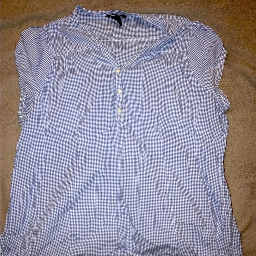 Maternity blue checkered top